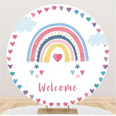 Bunt Herz Und Regenbogen Kreis Baby Dusche Hintergrund